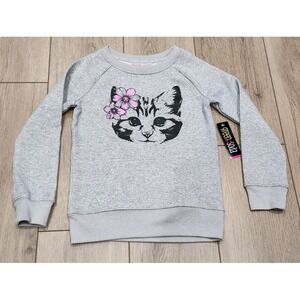 Cat Sweatshirt with Pockets Gray Girls Size XS (4/5) Green Soda Label